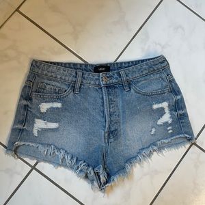 VERVET high waist denim short cotton distressed